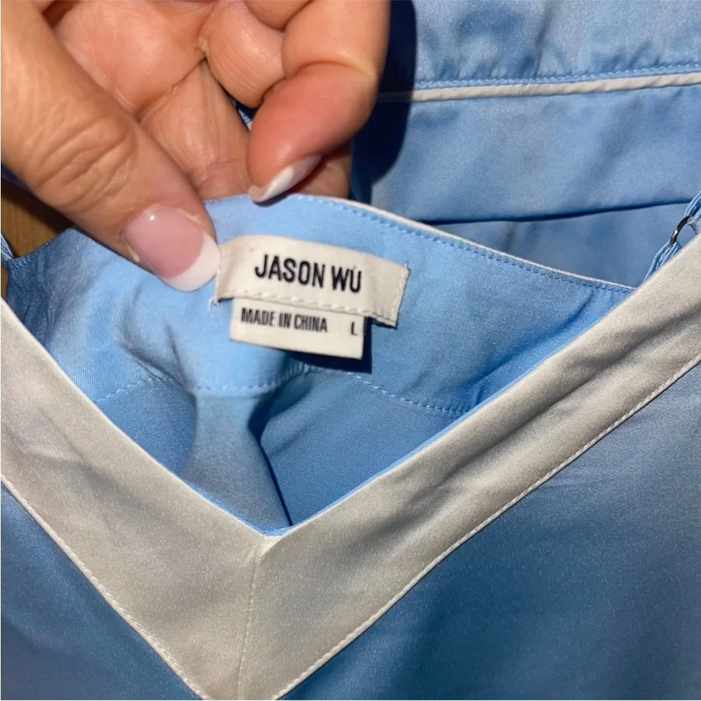 Jason Wu Collection Pastel Blue Satin Cami and Shorts Pajama Set, Size L NWOT